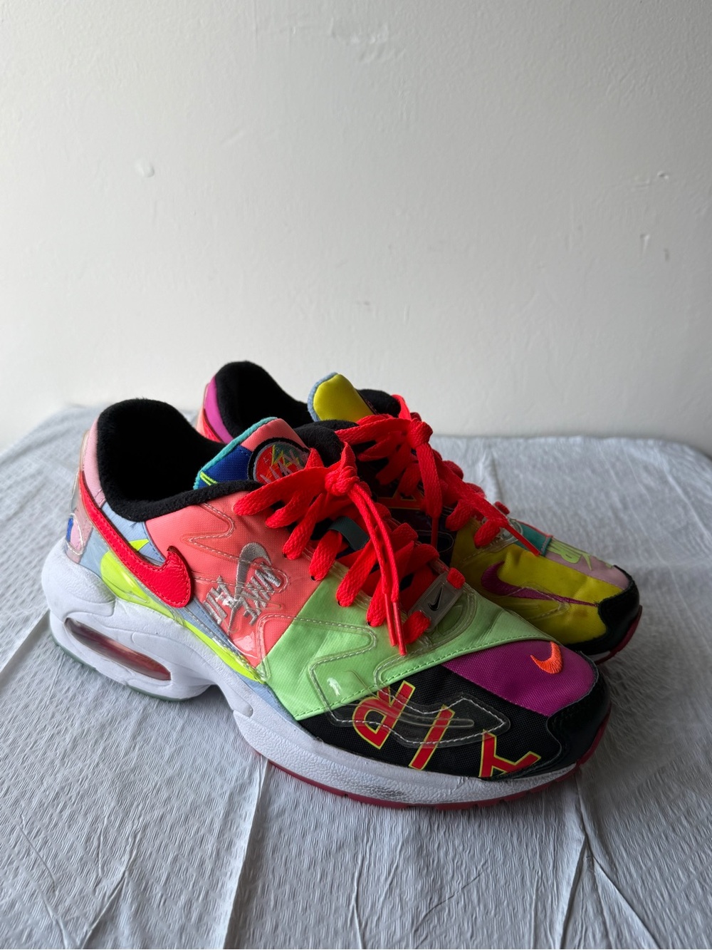 Nike Neon Multicolor Sneakers with Red Laces